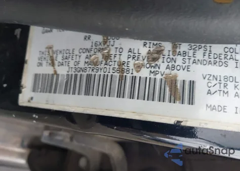 2000 Toyota 4Runner Limited V6 из США, поврежденный, VIN JT3GN87R9Y0156881